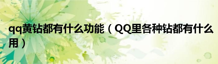 qq黄钻都有什么功能（QQ里各种钻都有什么用）