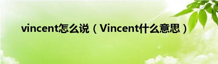 vincent怎么说（Vincent什么意思）