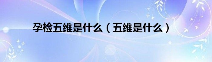 孕检五维是什么（五维是什么）