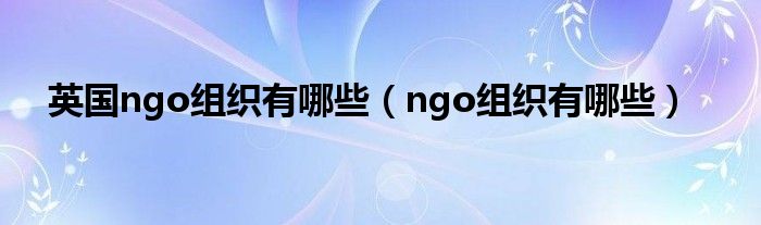 英国ngo组织有哪些（ngo组织有哪些）