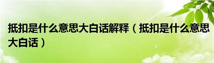 抵扣是什么意思大白话解释（抵扣是什么意思大白话）