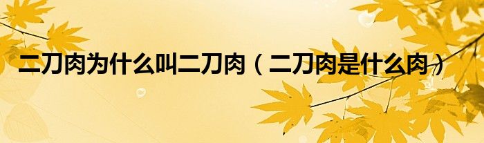 二刀肉为什么叫二刀肉（二刀肉是什么肉）