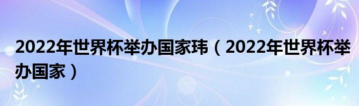 2022年世界杯举办国家玮（2022年世界杯举办国家）