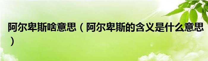 阿尔卑斯啥意思（阿尔卑斯的含义是什么意思）