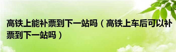 高铁上能补票到下一站吗（高铁上车后可以补票到下一站吗）