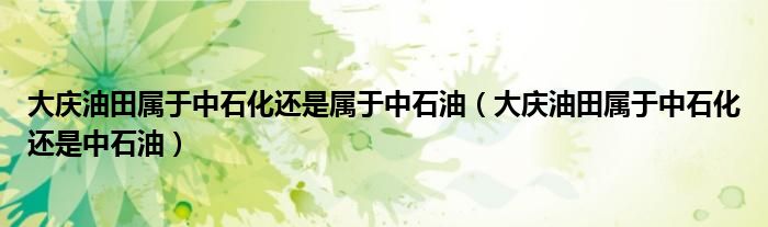 大庆油田属于中石化还是属于中石油（大庆油田属于中石化还是中石油）