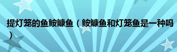 提灯笼的鱼鮟鱇鱼（鮟鱇鱼和灯笼鱼是一种吗）