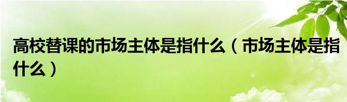 高校替课的市场主体是指什么（市场主体是指什么）