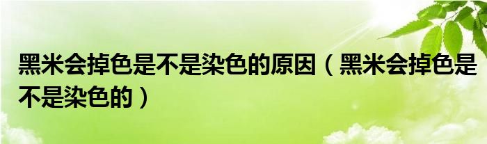 黑米会掉色是不是染色的原因（黑米会掉色是不是染色的）