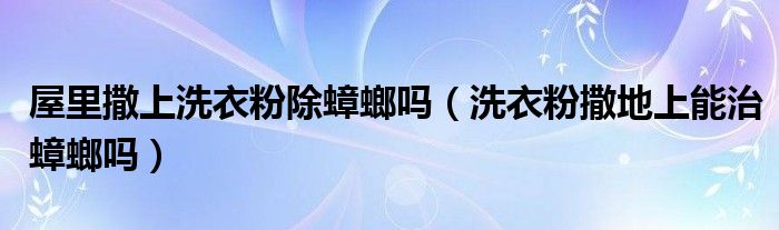 屋里撒上洗衣粉除蟑螂吗（洗衣粉撒地上能治蟑螂吗）