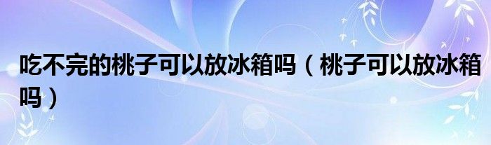 吃不完的桃子可以放冰箱吗（桃子可以放冰箱吗）