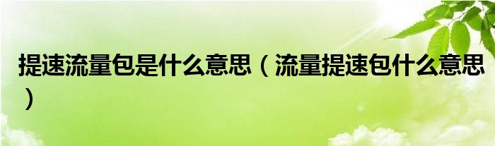 提速流量包是什么意思（流量提速包什么意思）