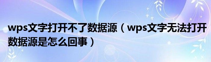 wps文字打开不了数据源（wps文字无法打开数据源是怎么回事）