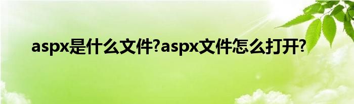 aspx是什么文件?aspx文件怎么打开?