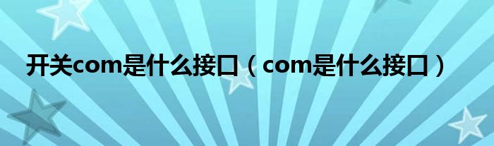 开关com是什么接口（com是什么接口）