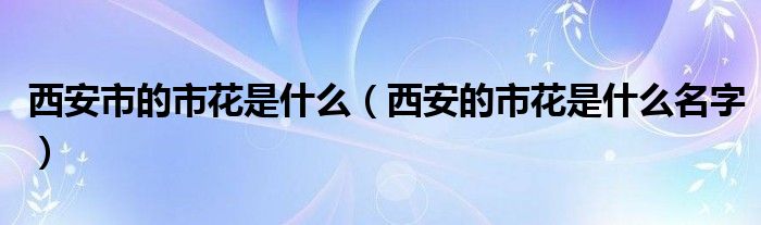 西安市的市花是什么（西安的市花是什么名字）