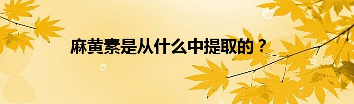 麻黄素是从什么中提取的？