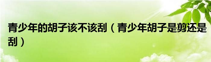 青少年的胡子该不该刮（青少年胡子是剪还是刮）