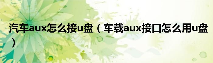 汽车aux怎么接u盘（车载aux接口怎么用u盘）