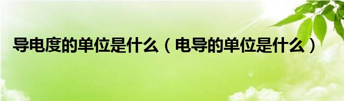 导电度的单位是什么（电导的单位是什么）