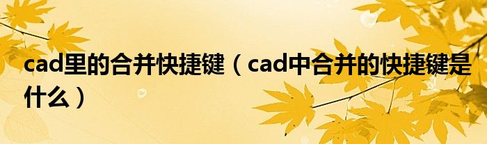 cad里的合并快捷键（cad中合并的快捷键是什么）