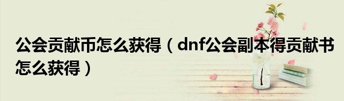 公会贡献币怎么获得（dnf公会副本得贡献书怎么获得）