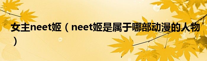 女主neet姬（neet姬是属于哪部动漫的人物）