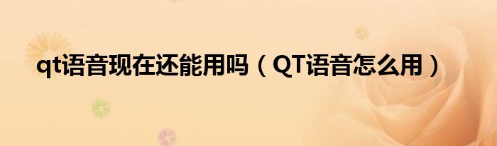 qt语音现在还能用吗（QT语音怎么用）