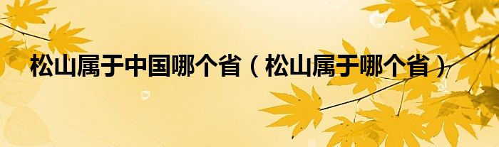 松山属于中国哪个省（松山属于哪个省）