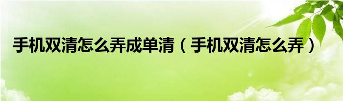 手机双清怎么弄成单清（手机双清怎么弄）