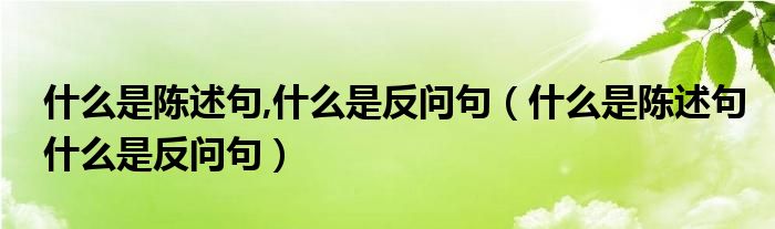 什么是陈述句,什么是反问句（什么是陈述句什么是反问句）