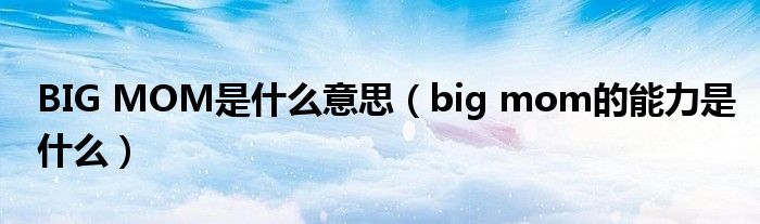 BIG MOM是什么意思（big mom的能力是什么）