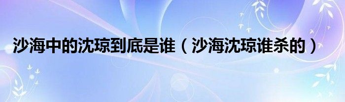 沙海中的沈琼到底是谁（沙海沈琼谁杀的）