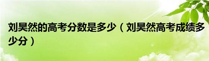 刘昊然的高考分数是多少（刘昊然高考成绩多少分）