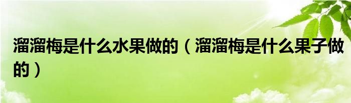 溜溜梅是什么水果做的（溜溜梅是什么果子做的）