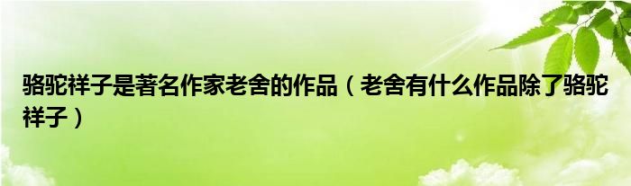 骆驼祥子是著名作家老舍的作品（老舍有什么作品除了骆驼祥子）