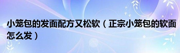 小笼包的发面配方又松软（正宗小笼包的软面怎么发）