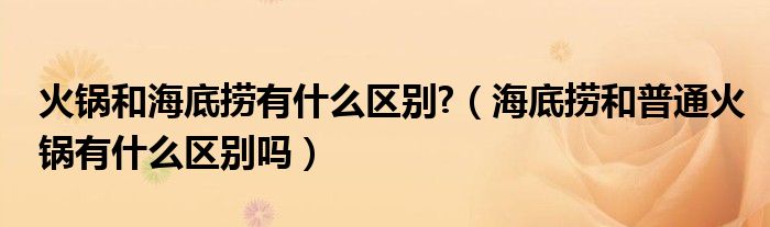 火锅和海底捞有什么区别?（海底捞和普通火锅有什么区别吗）