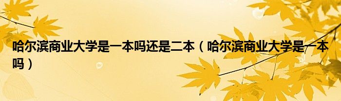 哈尔滨商业大学是一本吗还是二本（哈尔滨商业大学是一本吗）