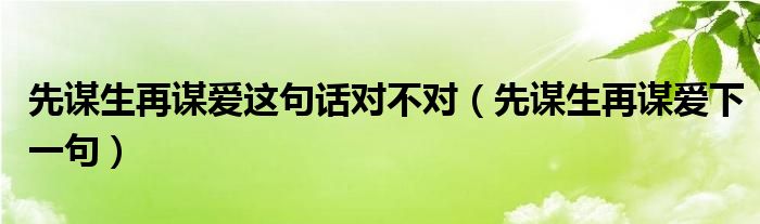 先谋生再谋爱这句话对不对（先谋生再谋爱下一句）