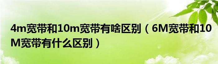 4m宽带和10m宽带有啥区别（6M宽带和10M宽带有什么区别）