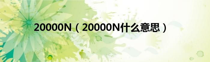 20000N（20000N什么意思）