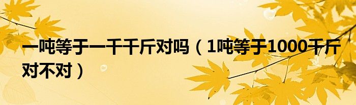 一吨等于一千千斤对吗（1吨等于1000千斤对不对）