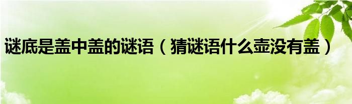 谜底是盖中盖的谜语（猜谜语什么壶没有盖）