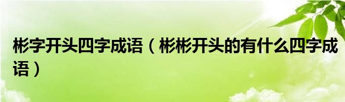 彬字开头四字成语（彬彬开头的有什么四字成语）