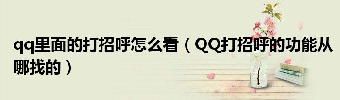 qq里面的打招呼怎么看（QQ打招呼的功能从哪找的）