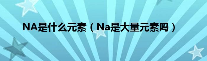 NA是什么元素（Na是大量元素吗）