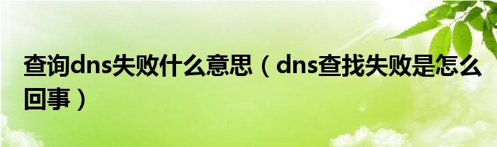 查询dns失败什么意思（dns查找失败是怎么回事）