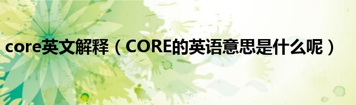 core英文解释（CORE的英语意思是什么呢）