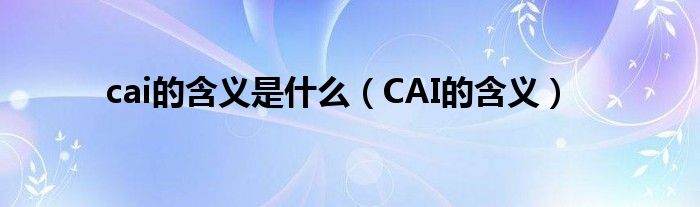 cai的含义是什么（CAI的含义）